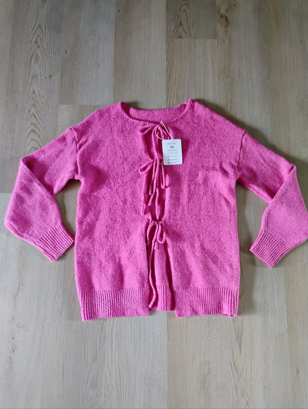 Women’s Pink Tie-Front Sweater Cardigan